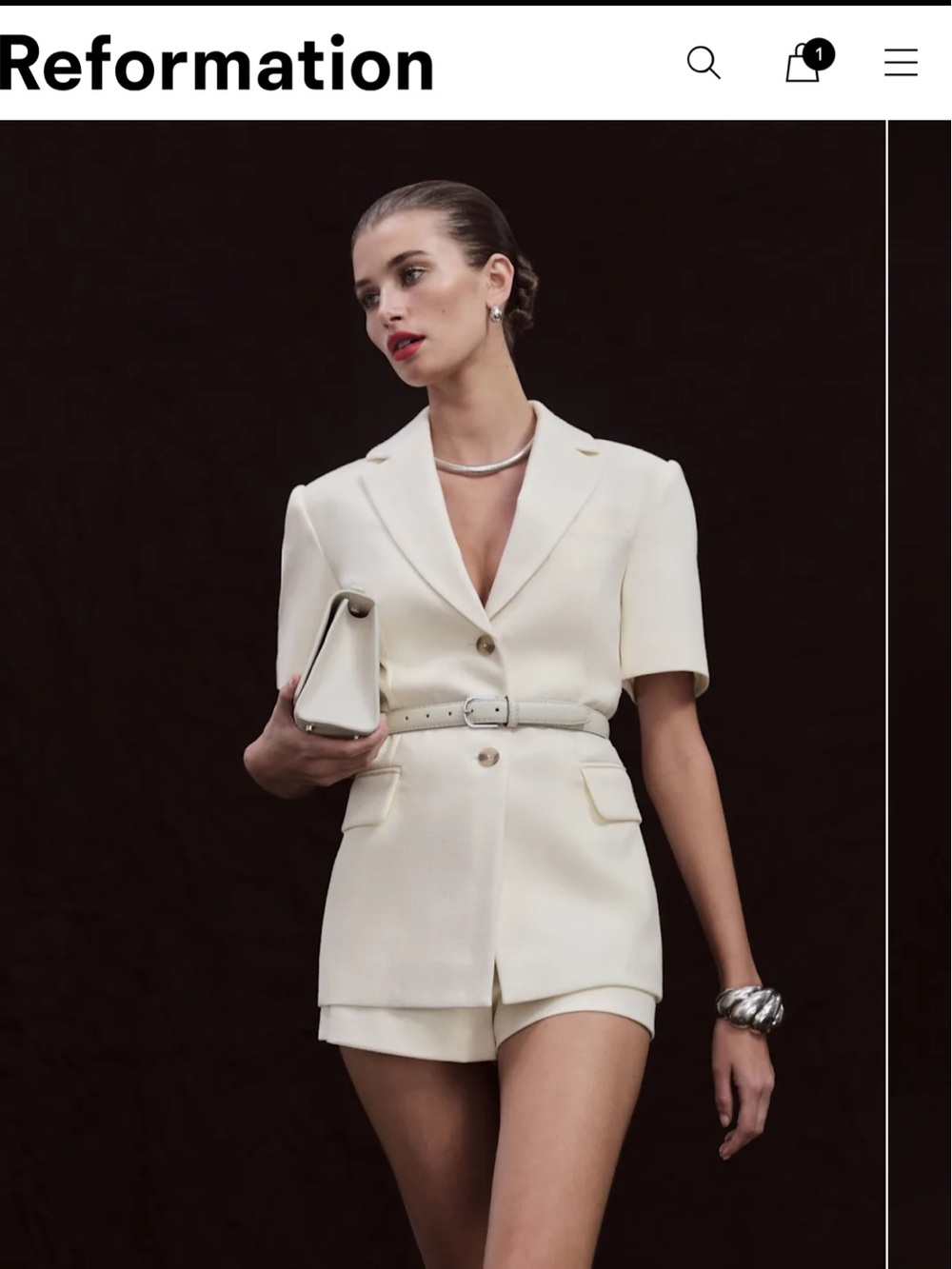 Reformation Wren Blazer Ivory - Size XS